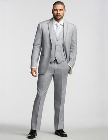 Western Suit - Cowboy Tuxedo With Trim Collar - Slim Fitted Jacket And Pants Light Gray Tuxedo