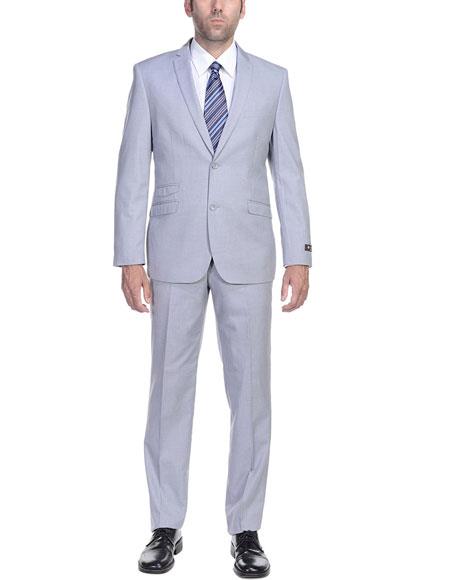 Slim Fit Suit Grey 2-Button Notch Collar Cheap Priced Business Suits Clearance Sale