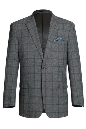 Saco vaquero - Western Sport Coat - Western Blazer - Mens Two Button Classic Fit Wool Sport Coat Blazer In Brown & Olive Gren Windowpane Plaid