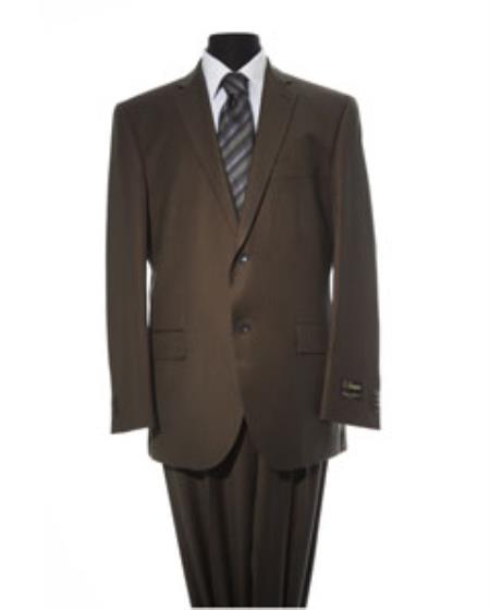 Men's Two Button Big & Tall  Classic Fit Textured Taupe Brown Suit main image 1