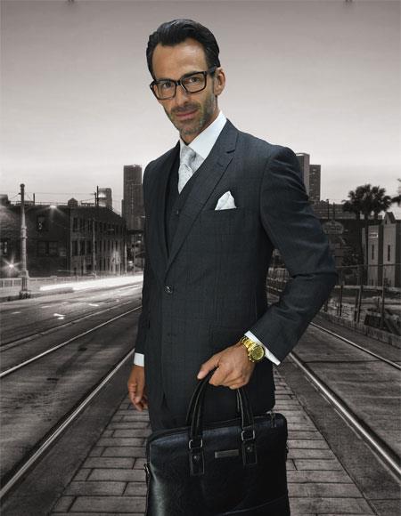 CALABRIA BLACK Statement Suits Clothing Confidence Plaid Suit main image 0