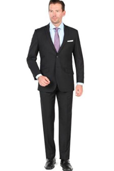 Jet Power Black Solid Black With Sheen!! Super 150'S Men'S Cheap Priced Business Suits Clearance Sale Side Back Vent Available In 2 Or 3 Buttons Style Regular Classic Cut main image 1