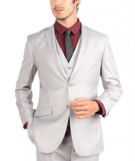 skinny Cool Light Weight 2or3 Button Taper Slim Cut Suit  - All White Suit