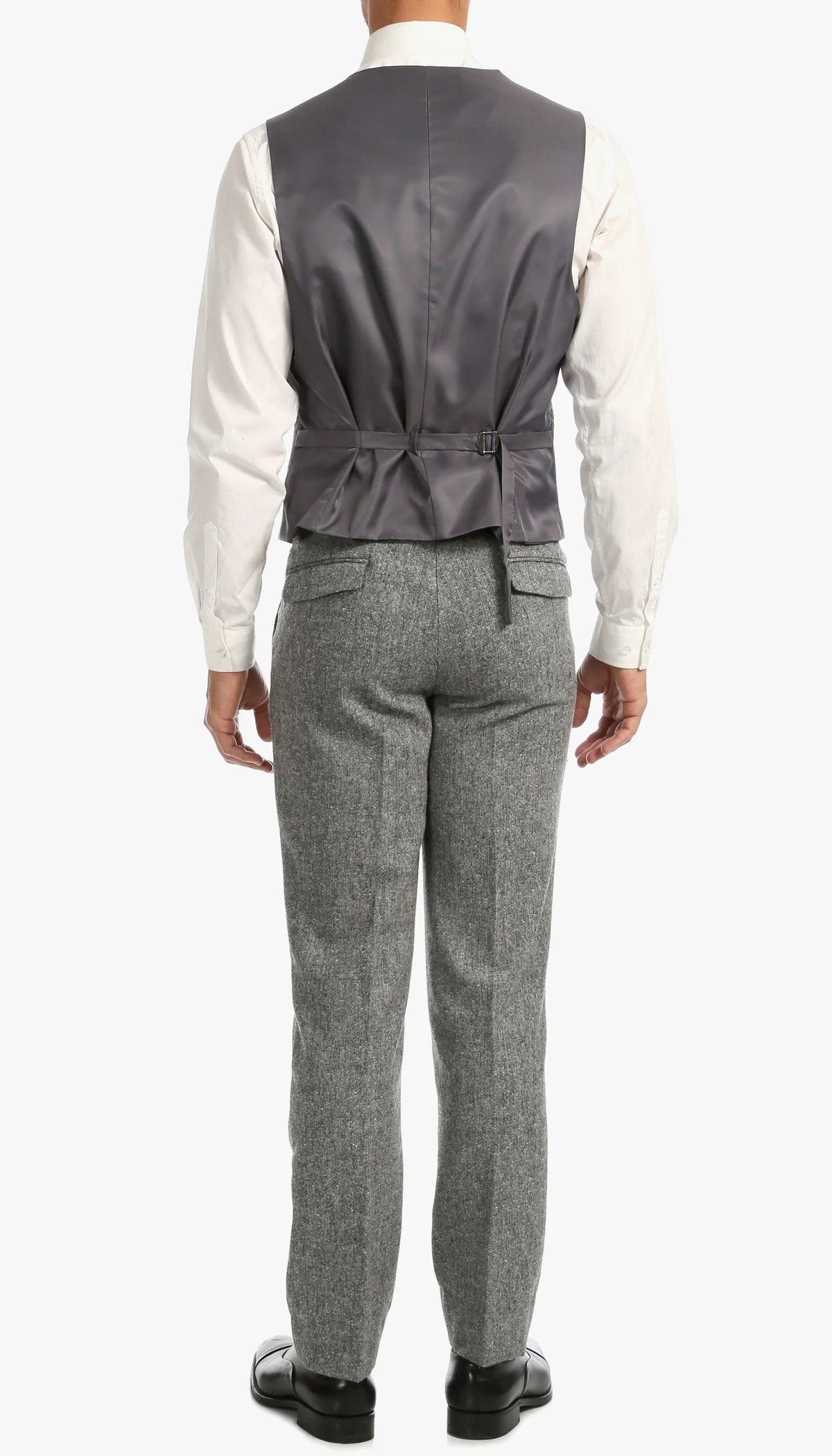 Men’s Grey Tweed Three Piece Suit – Vintage British Fabric Slim Fit Wedding & Business Wear