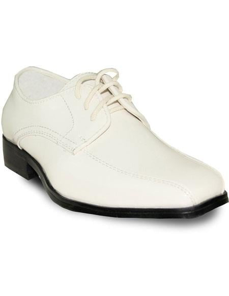 VANGELO Boy TUX-5KID Dress Shoes For Men Perfect for Wedding Formal Tuxedo Ivory Patent - Men's Shiny Shoe