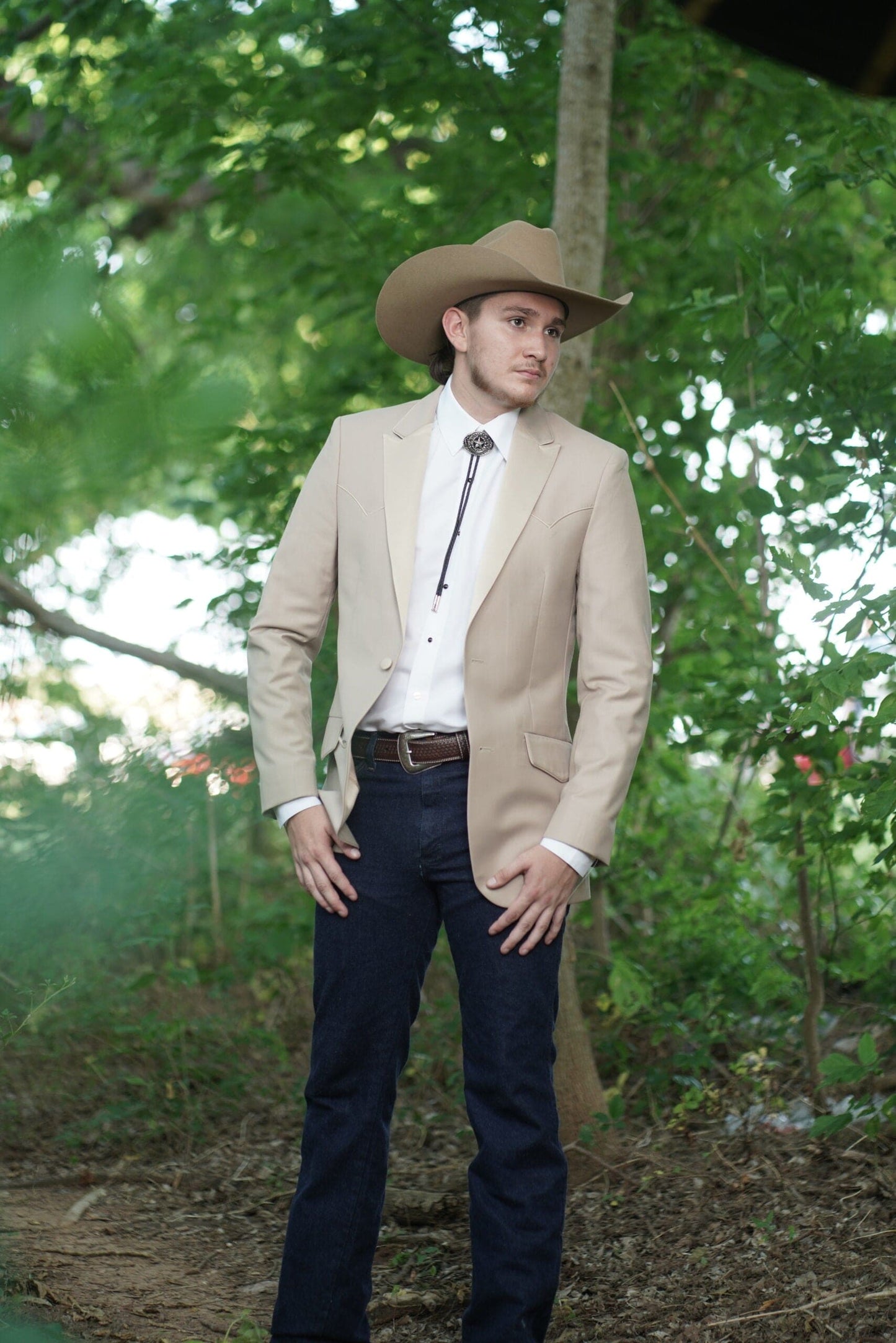 Western Tan Tuxedo Dinner Jacket - Light Khaki Beige Color