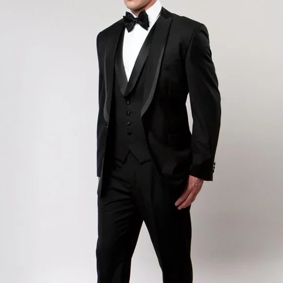 Bryan Michaels Slim Fit 3-pc One Button Tuxedo, Black