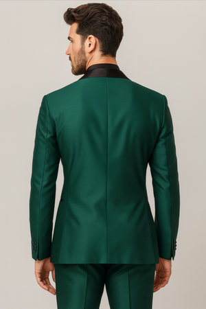 Mens Emerald Green Tuxedo with Black Satin Shawl Lapel