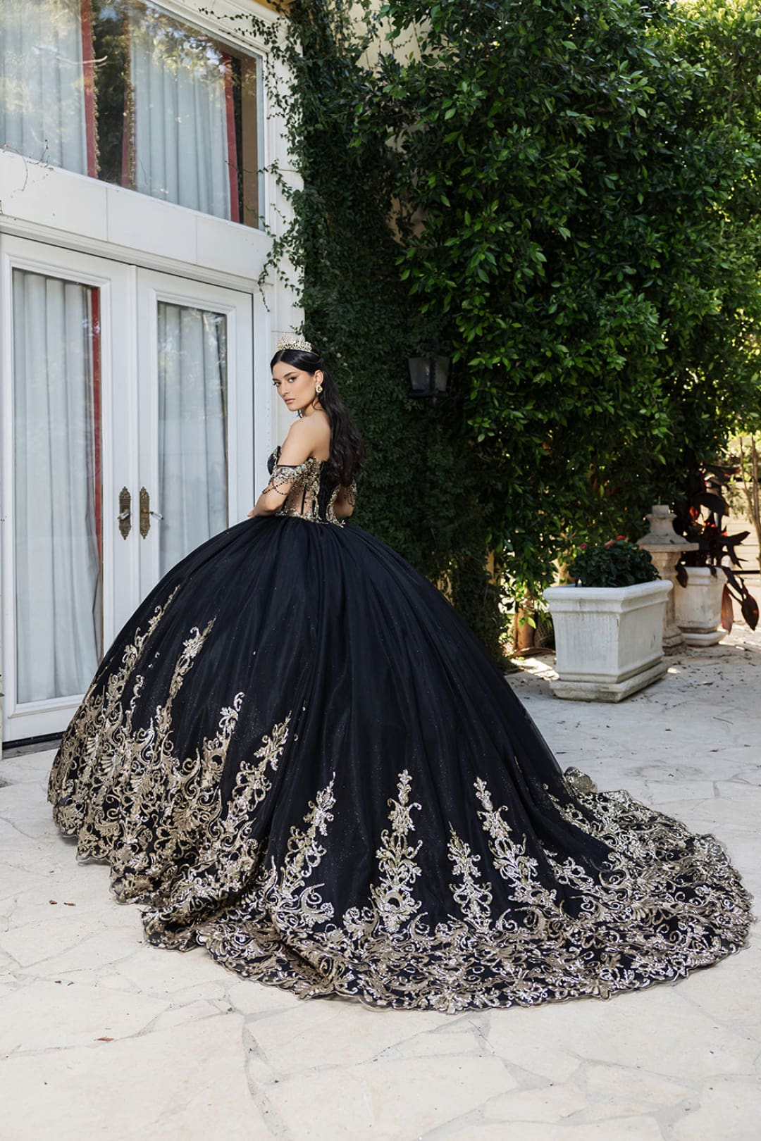 4 Black and Gold Quinceanera Dress Sweet 16 Ball Gown By Layla K LK267
