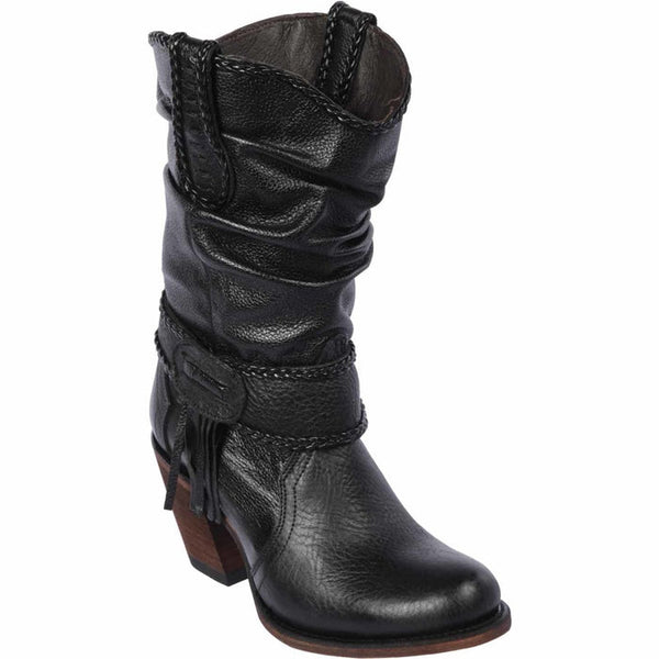 Botas Cortas de Cuero Lijado para Mujer en Horma Oval main image 1