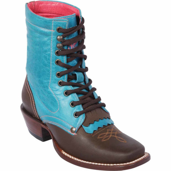 Botas de Cuero Horma Punta Recortada Flor para Mujer WD-411