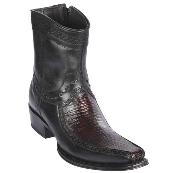 Botas Cortas de Armadillo Teju Original Punta Europea Color Negro Lijado - Los Altos Boots