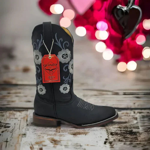Botas de Cuero con Flores para Mujer en Horma Rodeo Q322MF6294