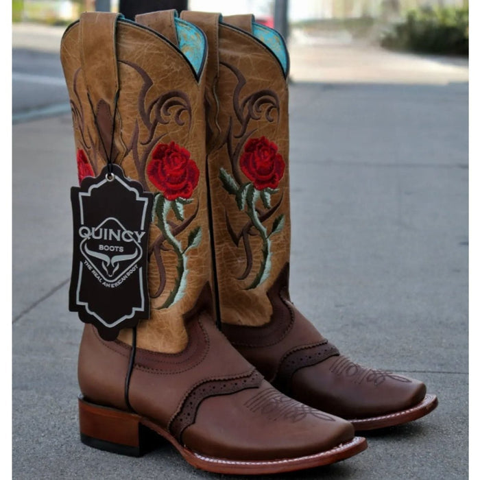 Botas de Cuero con Flores para Mujer en Horma Rodeo Q322MF6294 main image 1