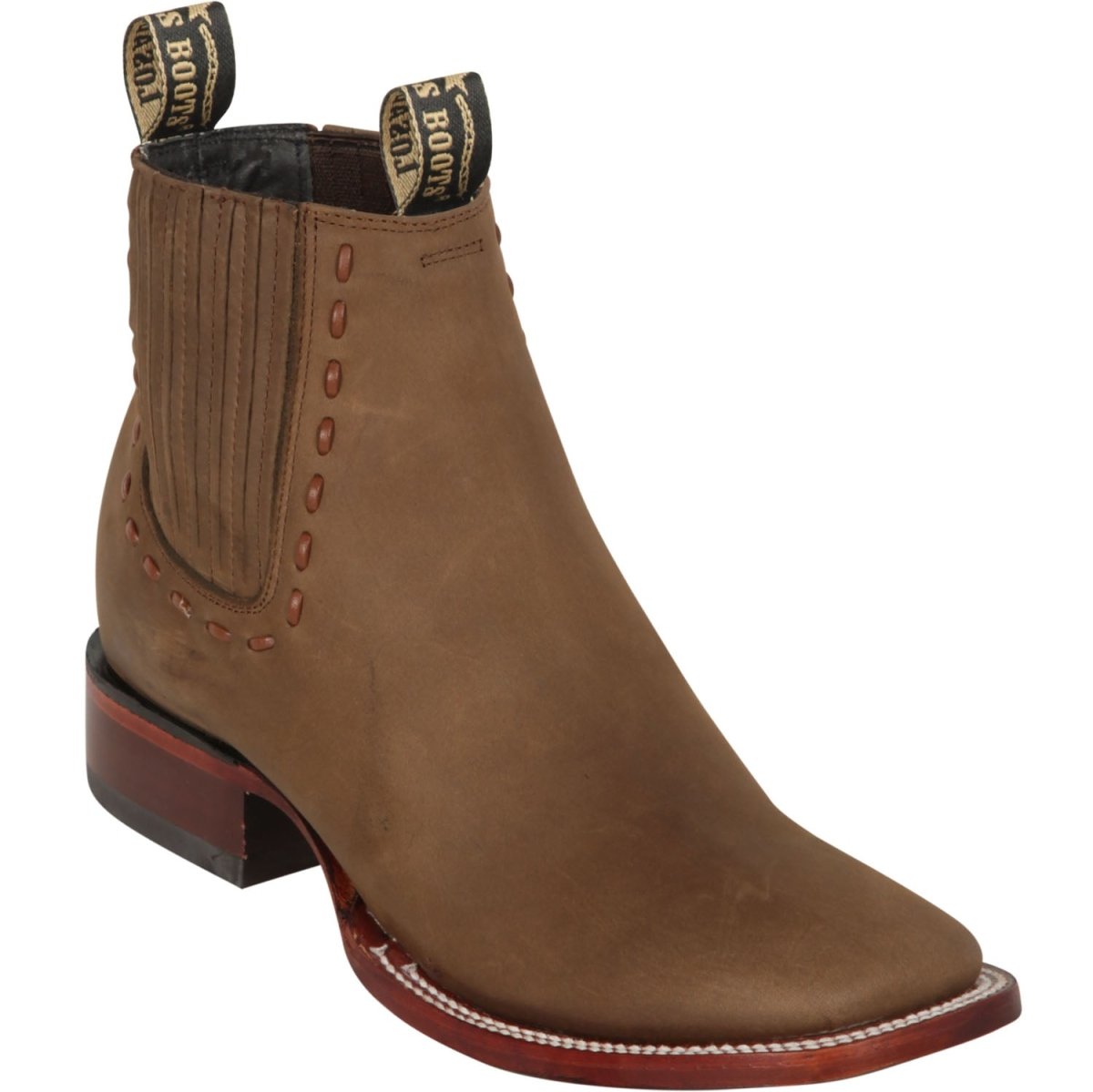 Botines Charros de Cuero Original Punta Cuadrada para Mujer Color Taupe 32B6261