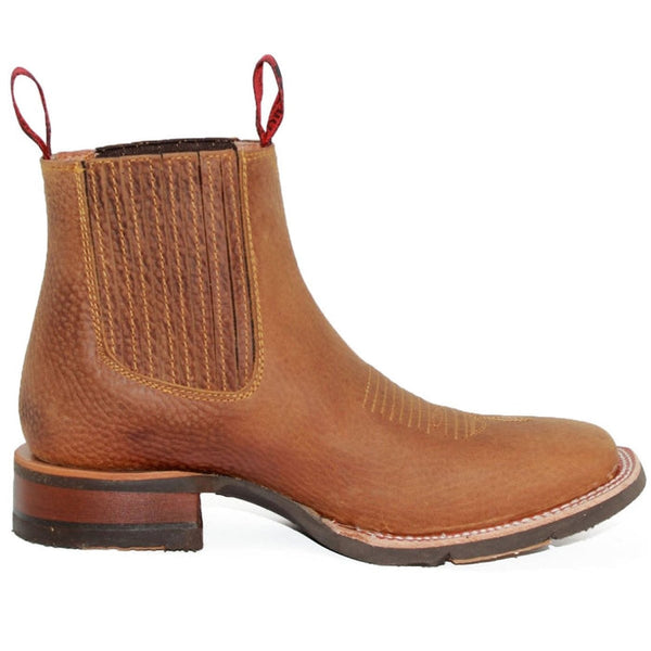 Botines Charros Quincy de Punta Cuadrada y Suela de Hule Negro- Q82BT6205
