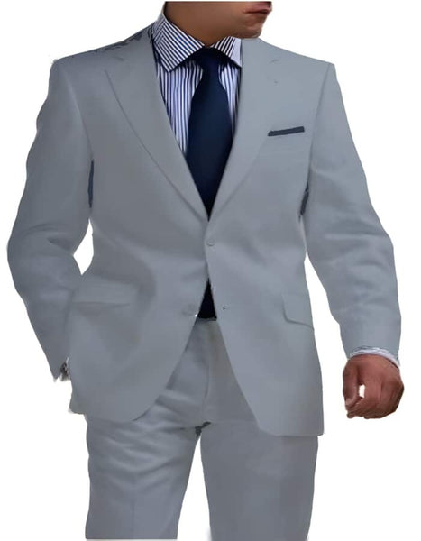 Black 2 Button Tapered Cut Half Lined Linen Suit For Men - Mens Linen Suit