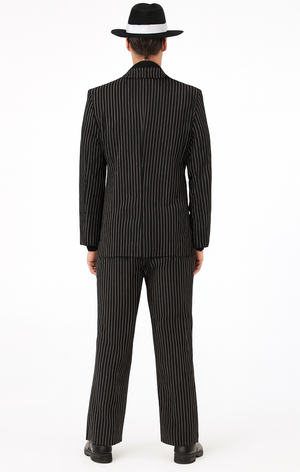 Classic Gangster Jet Black And White Pinstripe Double Breasted Suits Fashion Suits