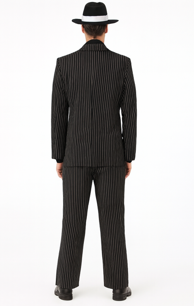 Classic Gangster Jet Black And White Pinstripe Double Breasted Suits Fashion Suits