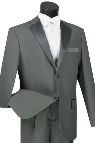 Mens Gray Tuxedo - Grey Wedding Suit-Mens Classic 2 Button Poplin Tuxedo In Grey