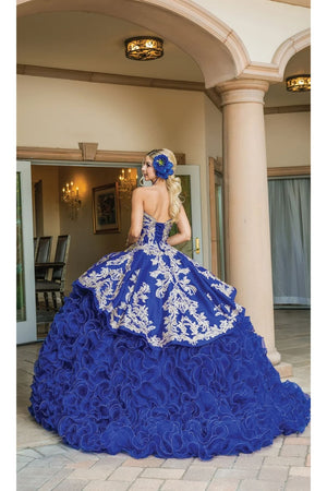 Dancing Queen Dresses DQ-1634 Strapless Royal Blue Quinceanera - Dress