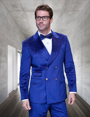 Statement Suit - Statement Italy Suit - Wool Suit -  Statement Men's 2 Piece Velvet Fashion Suit - Solid Color