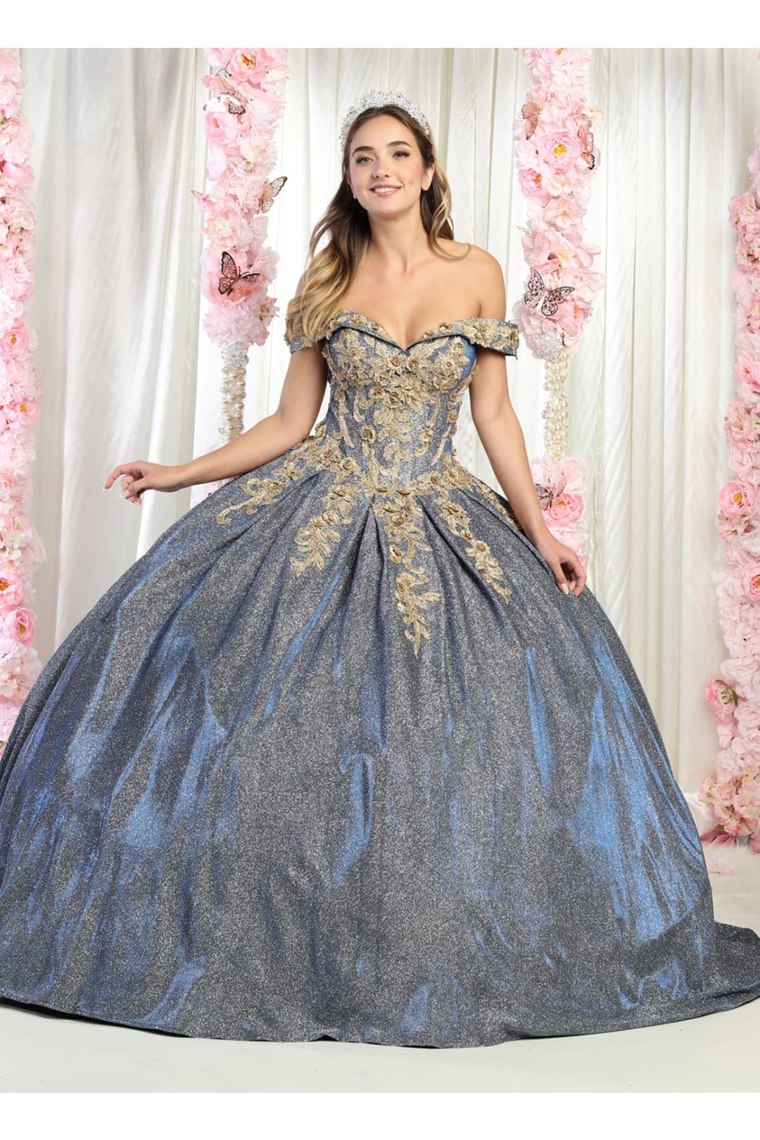 8 Blue And Gold Quinceanera Dresses