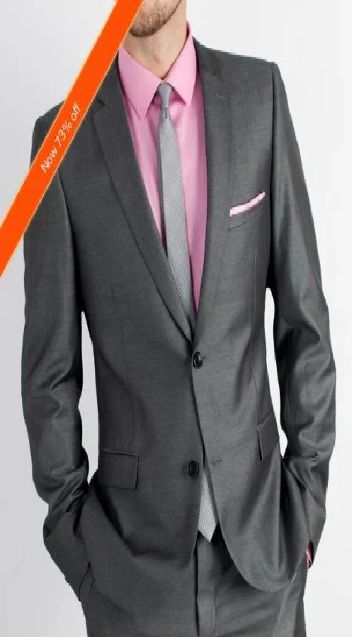 Men's Charcoal Slim Fit Cheap Priced Business Suits Clearance Sale