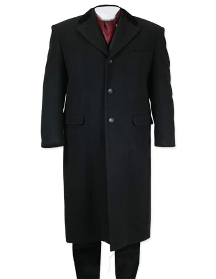 Men's Tuxedo UsaLong Full Length Long Single Breasted Notch Lapel Winter Coat, Black and White Men's Tuxedo UsaLong Full Length Long Single Breasted Notch Lapel Winter Coat, Black and White