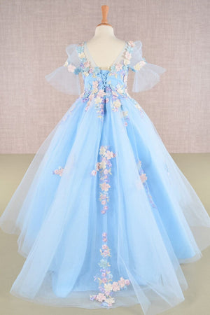 Girls Embroidered Short Sleeve Gown by Elizabeth K GK107 - Girls Formal Dresses