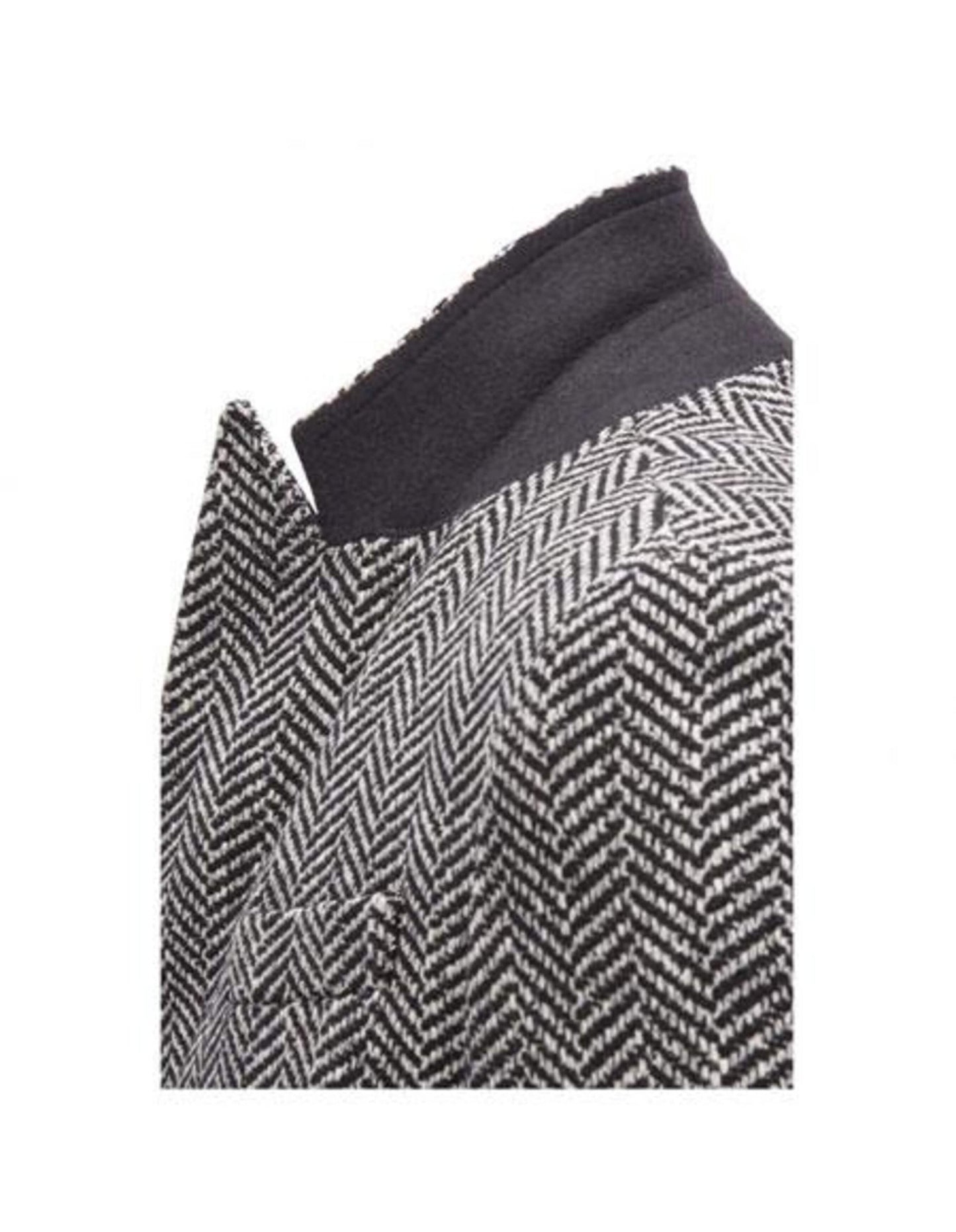 Men's Double Breasted Gray Herringbone Tweed Six Button Overcoat - Men's Tuxedo USA