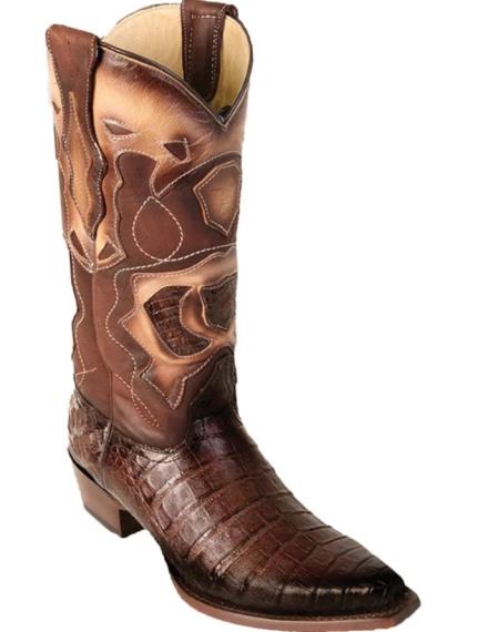 Mens Caiman Boots Brown Snip Toe
