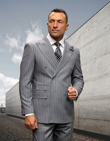 Statement Suit - Statement Italy Suit - Wool Suit - Statement Men's 2 Piece 100% Wool Fashion Suit - Pinstripe