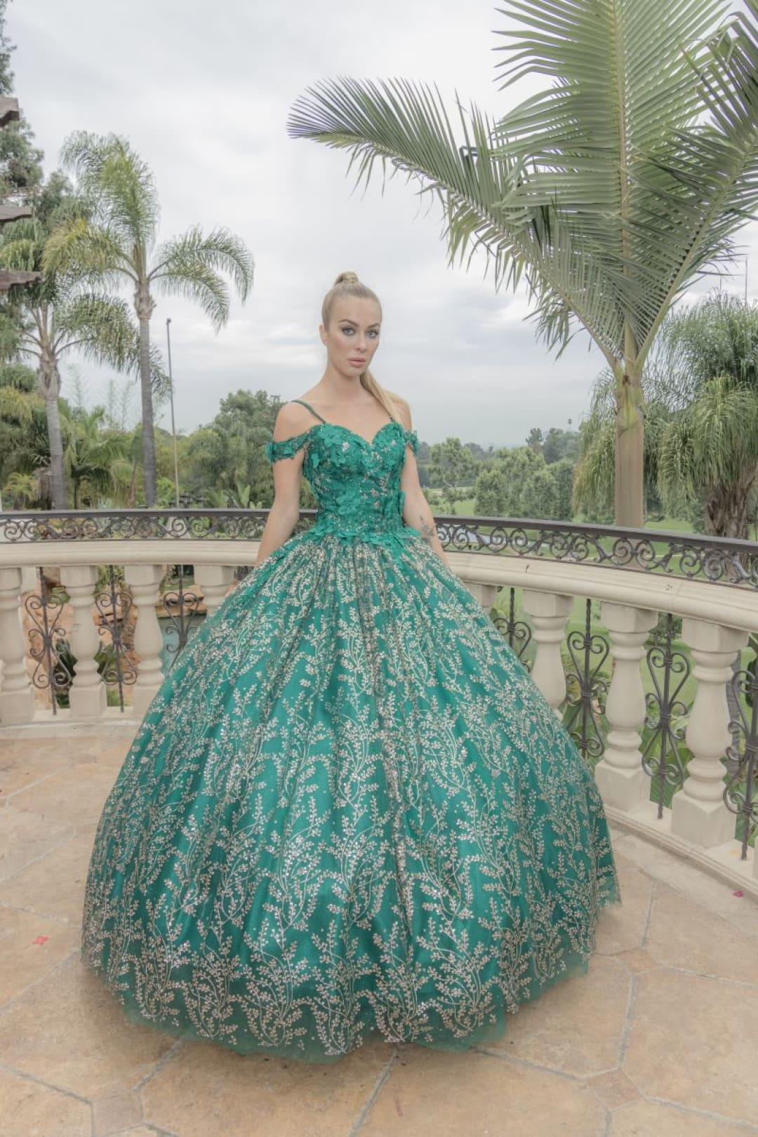 green dresses quince and Gold Quinceanera Ball Gown by Lk204 Hunter - Layla K - Hunter Green Men's Bestsellers Full Bust size:6XL/UK26 XXWXYD Junior Bridesmaid Dresses