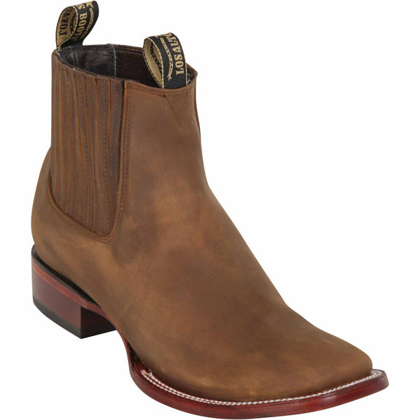Los Altos Men's Wide Square Toe Suede Leather Short Boots - Taupe main image 1