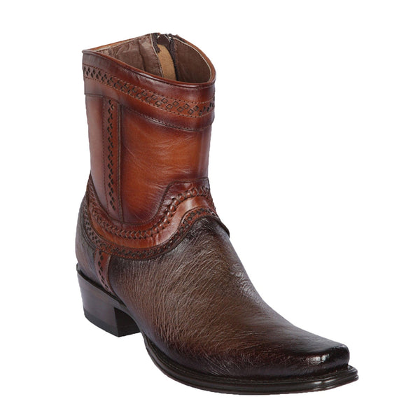 Los Altos Men's Lizard Skin European Toe Short Boots - Sanded Brown 76BF0735