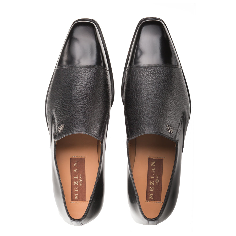 Mens Mezlan Modern Cap-Toe Slip-On Loafer Premium Calfskin That Bridges The Gap Between Formal Oxfords & Everyday Loafers In Color Black