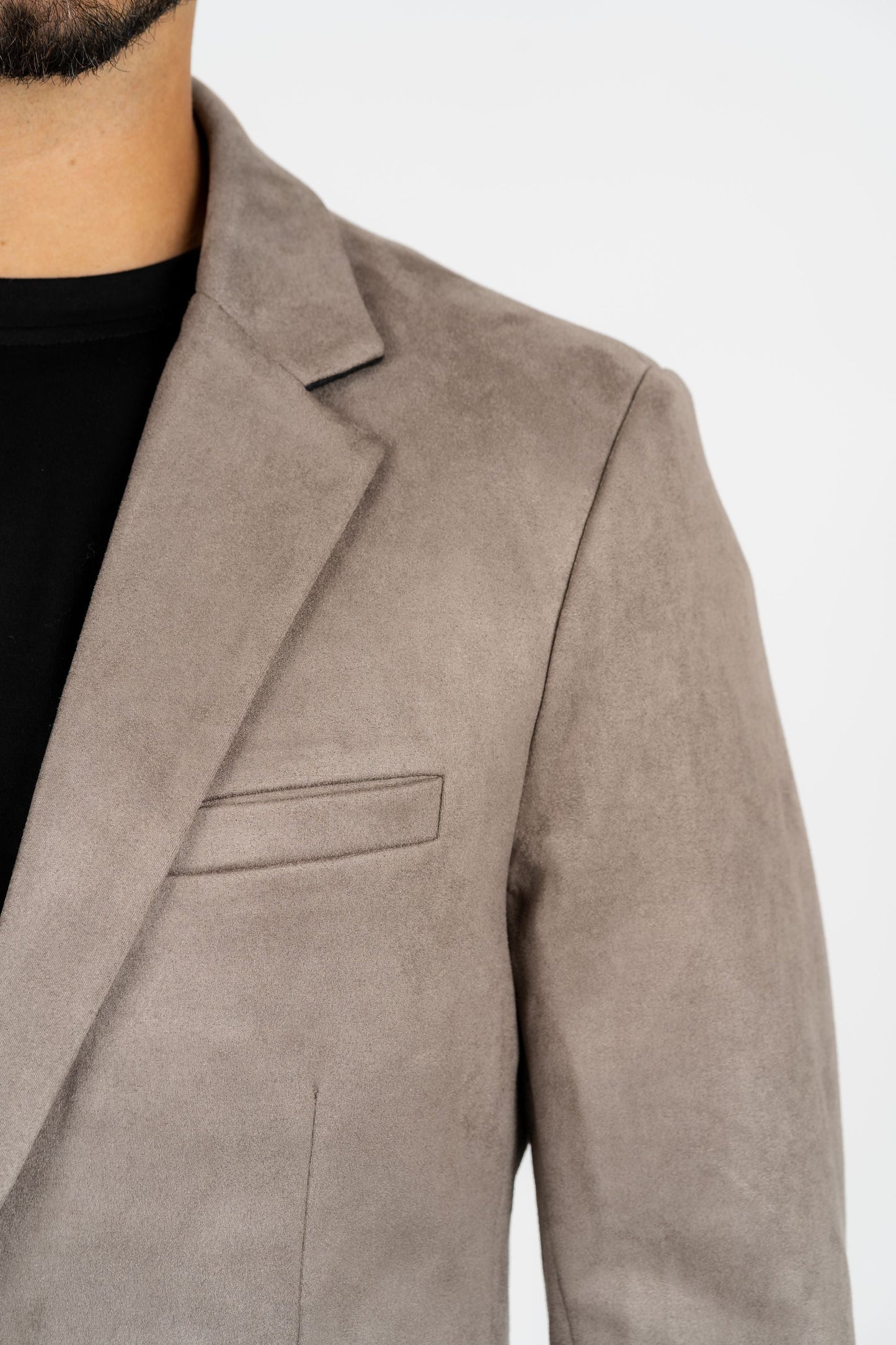 Men’s Mink Faux Suede Blazer with Double-Breasted Buttons