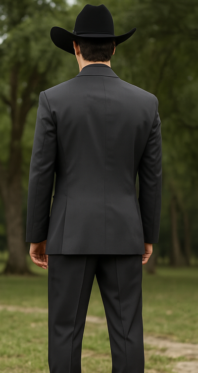 Mens 1 Button Peak Lapel in Grey Cowboy Suit - Country Wedding Suits