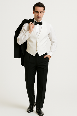 Mens 3pc Vested Classic Tail Tuxedo in Black