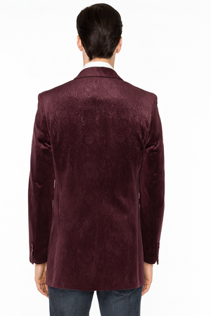 Mens Burgundy Paisley Shawl Blazer