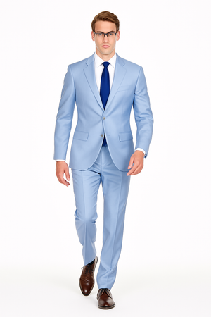 Mens Modern Fit Summer Wedding Suit Light Blue