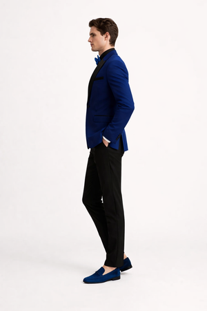 Mens Velvet Shawl Tuxedo Dinner Jacket in Royal Blue