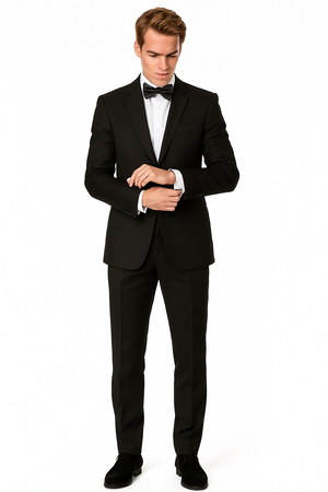Mens Prom | Wedding Slim Fit Shawl Tuxedo Black - Mens Slim Fitted Tuxedo
