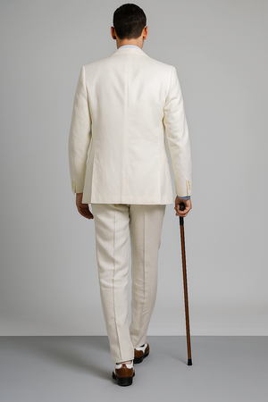 Mens The Great Gatsby Vested Peak Lapel Suit in Ivory with Brown Vest