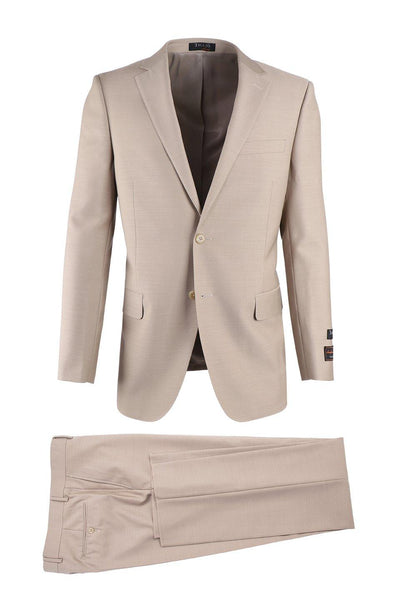 Tiglio Italian Suit - Real Wool Fabric Super 150's Novello Off-White, Modern Fit Suit in Color Off-White