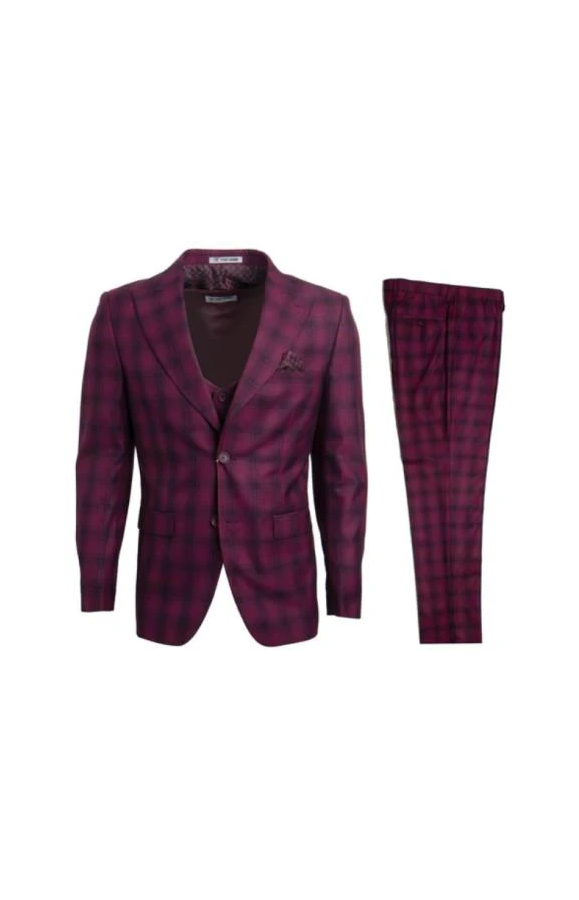Stacy Adams Suit Hybrid Fit Suit Burgundy