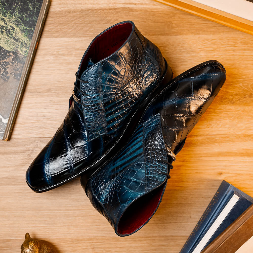 Marco Di Milano Pietro Rustic Blue Leather Shoes