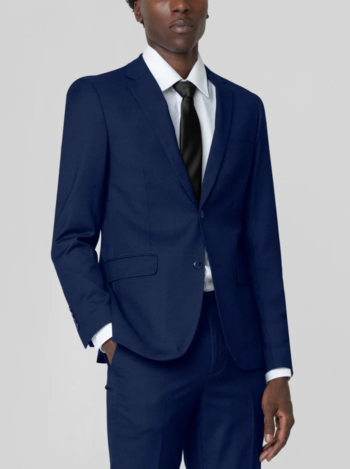 Mens Two Button Royal Blue Birdseye Suit