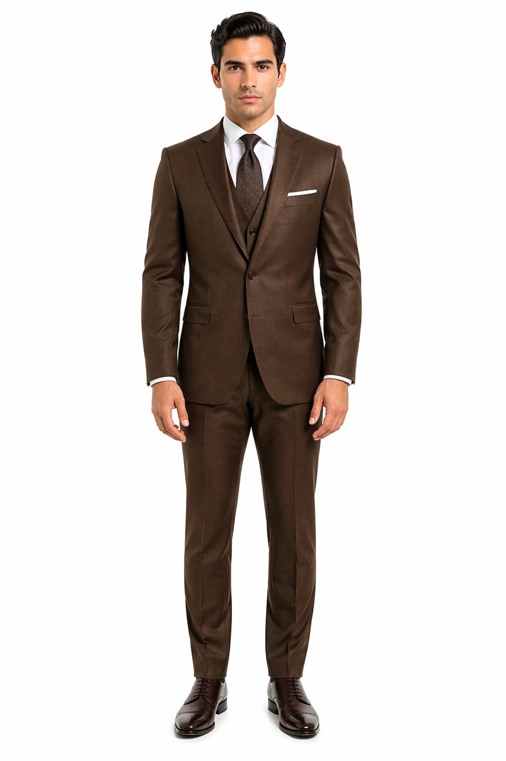 Men’s Chocolate Brown One Button Tuxedo Suit, Formal Groom Wedding Prom Dinner Suit